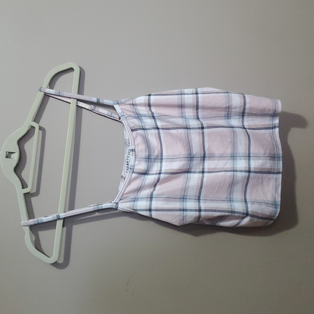 Cabin Fever Pink Plaid Camisole Crop Top Size XL